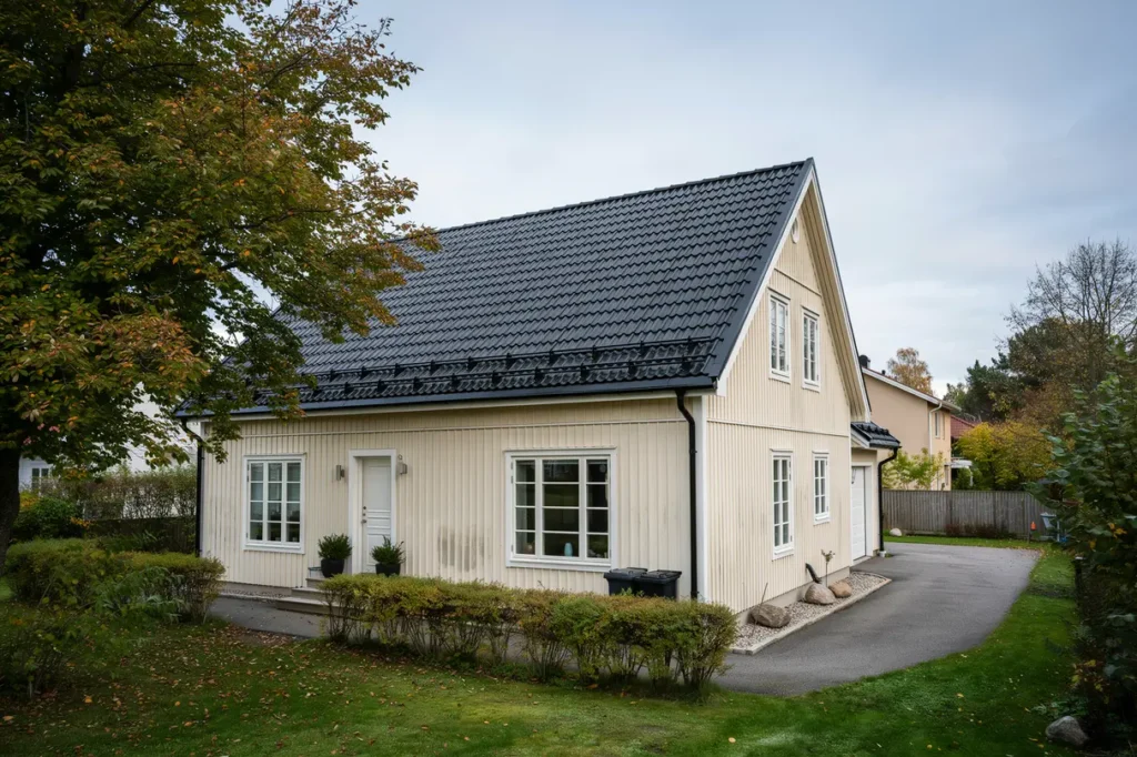 montering av sn rasskydd och takbrygga p villatak i tynnered fr lunda